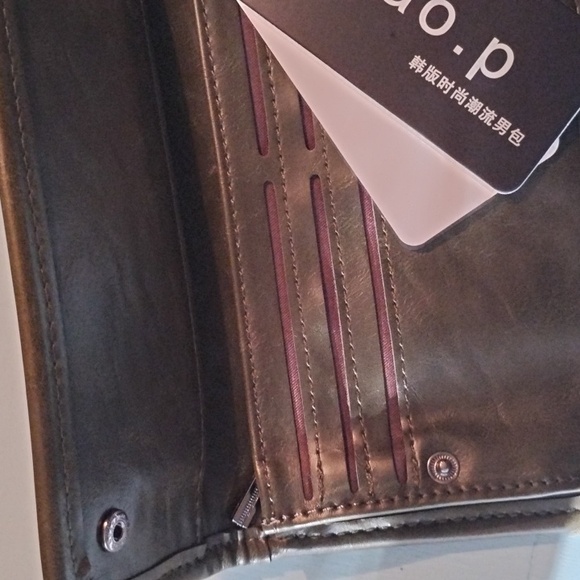 New With Tags Men's Clutch Wallet Green Leather - Picture 7 of 10